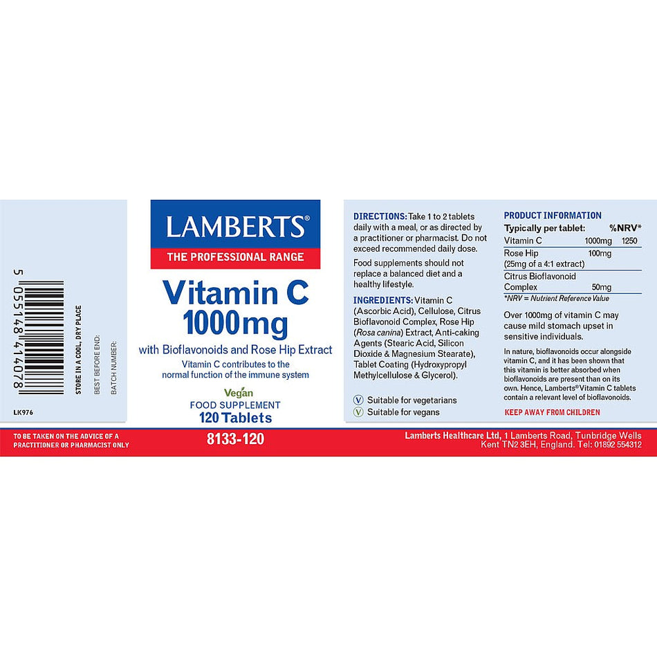 Lamberts Vitamin C 1000mg with Bioflavonoids 120 Tablets