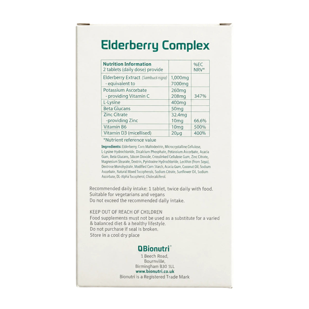 Bionutri Elderberry Complex 90 Tablets - MicroBio Health™
