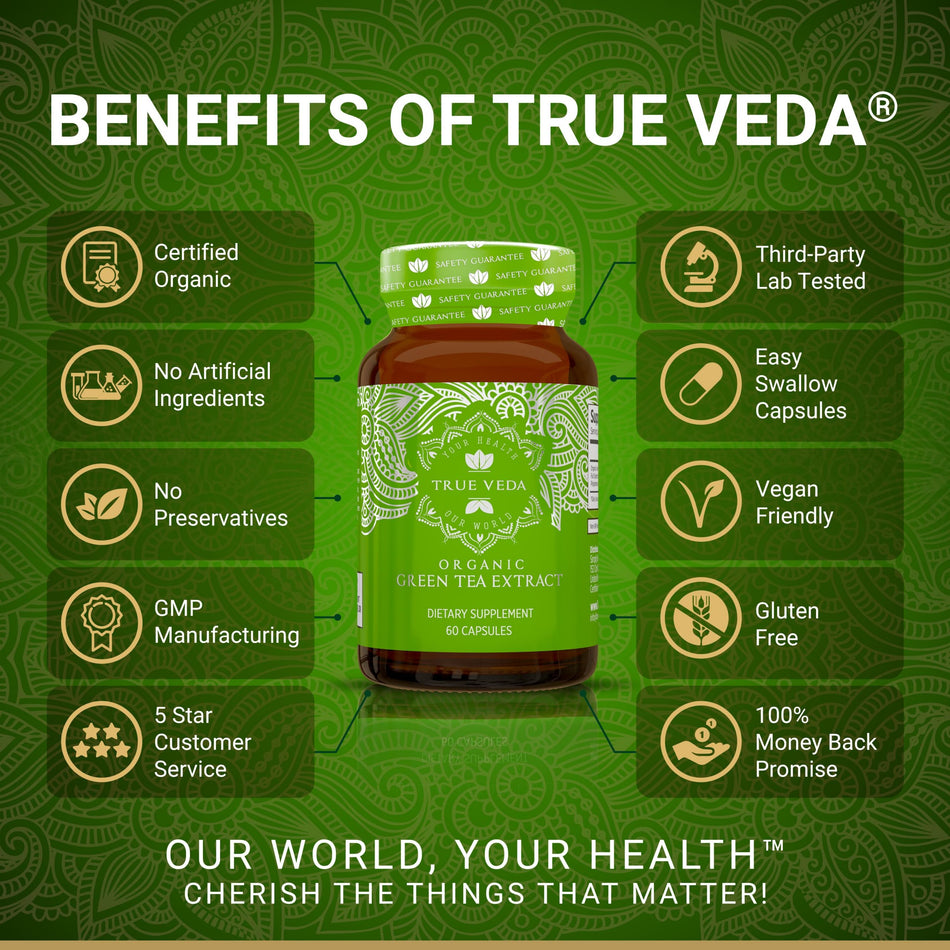 True Veda Organic Green Tea 60 Capsules