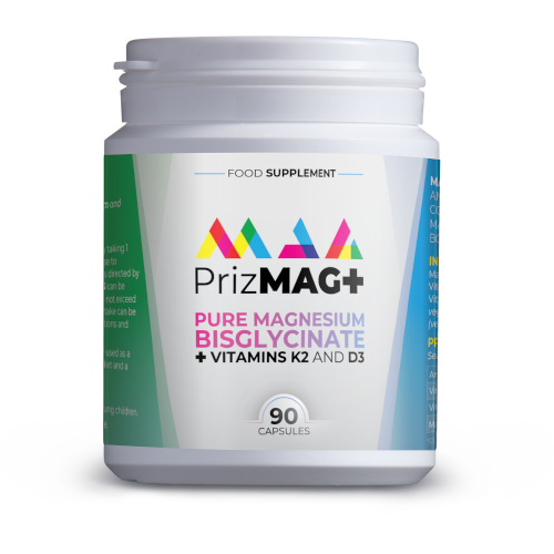 PrizMag Plus Magnesium Bigylcinate, Vitamins K2 & D3 90 Capsules