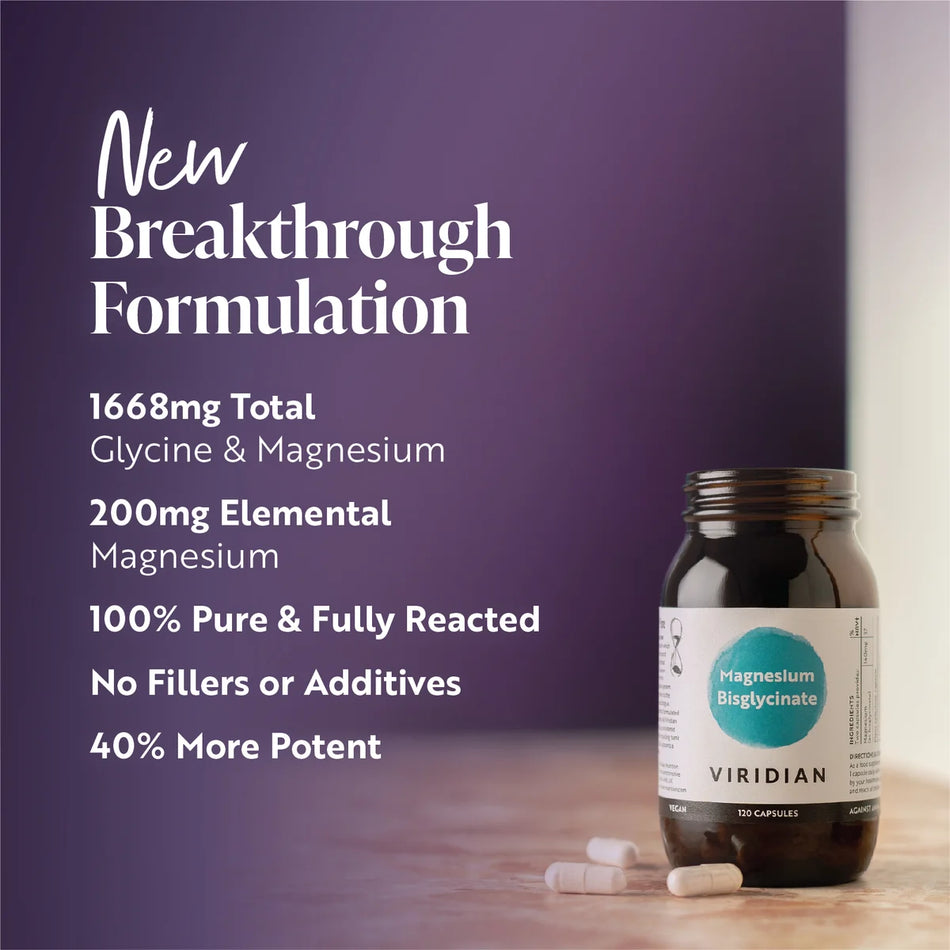 Viridian High Potency Magnesium Bisglycinate 60 Capsules | 200mg Magnesium