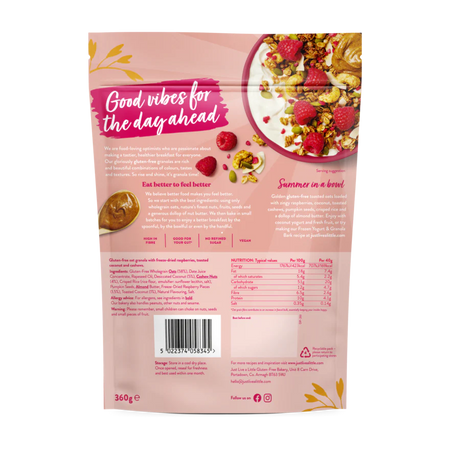 Just Live A Little Raspberry, Coconut &Cashew Granola 360g - MicroBio Health™