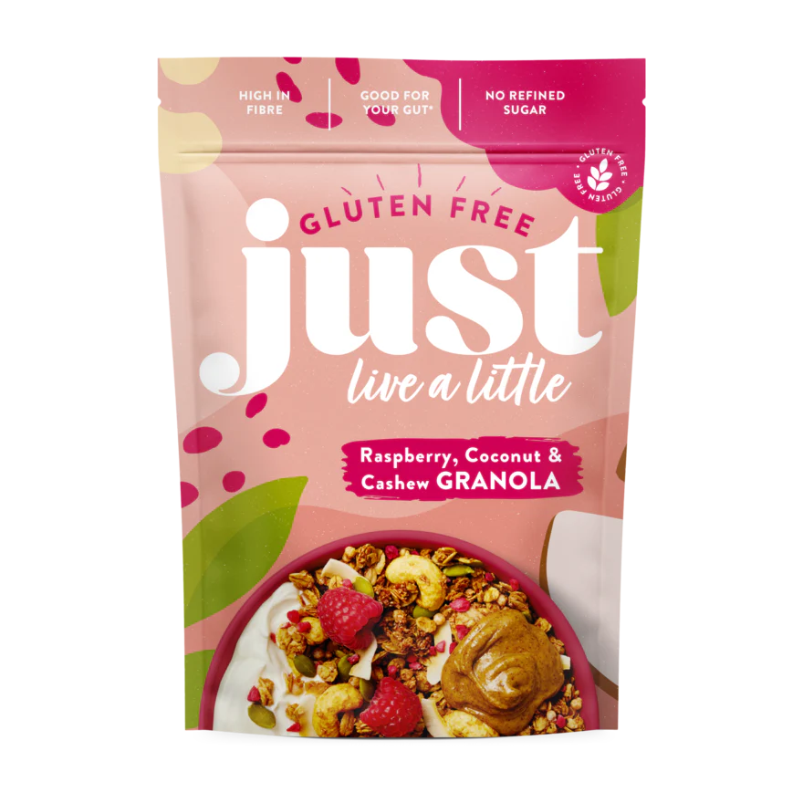 Just Live A Little Raspberry, Coconut &Cashew Granola 360g - MicroBio Health™