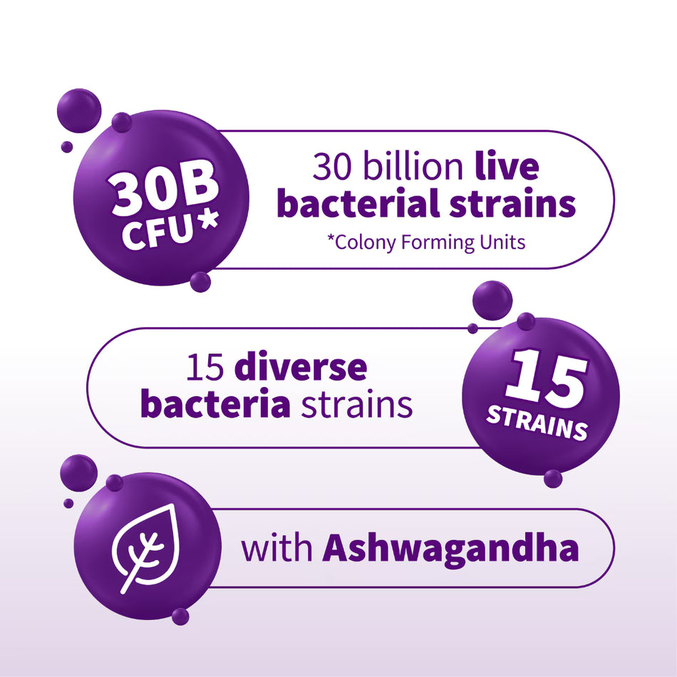 Garden Of Life Microbiome Probiotics Mood+ 60 Capsules - 15 Strains, 30 Billion CFU and with Ashwagandha
