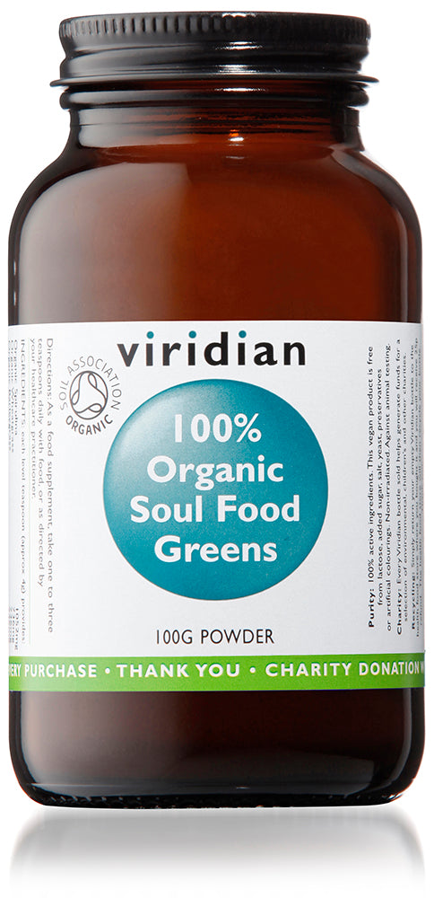 Viridian Organic Soul Food Greens Powder 100g - MicroBio Health