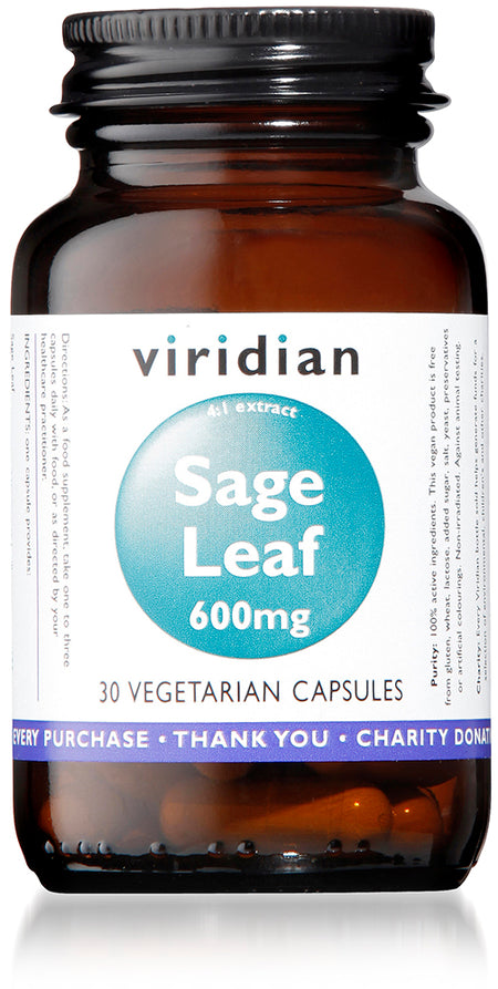 Viridian Sage Leaf Extract 600mg Veg Cap 30 - MicroBio Health