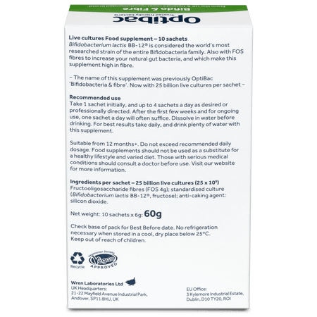 OptiBac Bifidobacteria & fibre 10 sachet - MicroBio Health