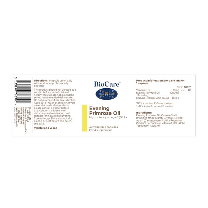 BioCare Evening Primrose Oil 30 - MicroBio Health