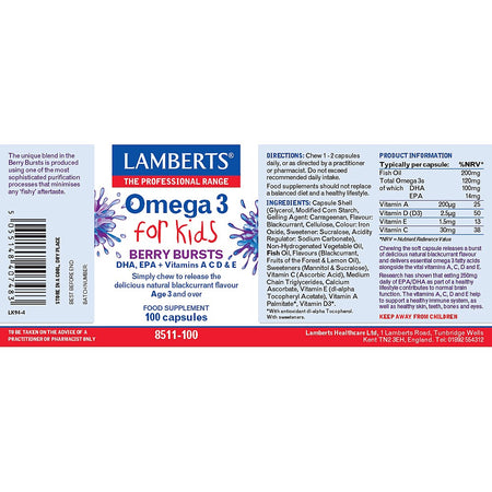 Lamberts Omega 3 for Kids Berry Burst 100 caps - MicroBio Health