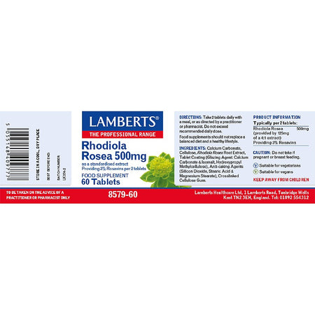 Lamberts Rhodiola Rosea 500mg 60 Tablets - MicroBio Health