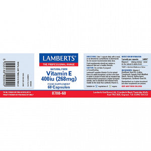 Lamberts Vitamin E 400iu (268mg) 60 Capsules
