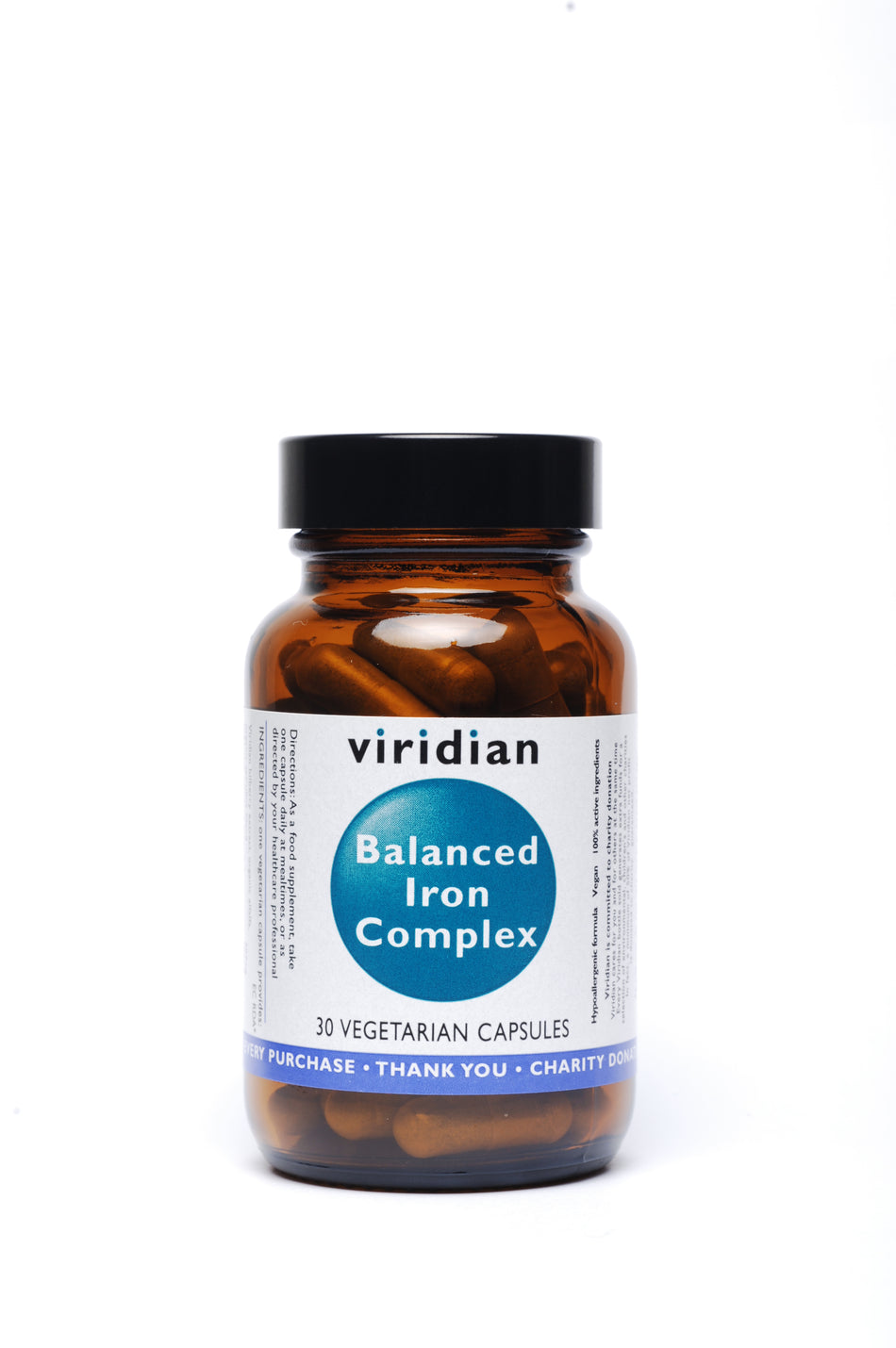 Viridian Balanced Iron (15mg) Complex Veg Caps 30 - MicroBio Health