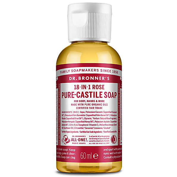 Dr Bronner's Pure Castile Liquid Soap Rose 60ml