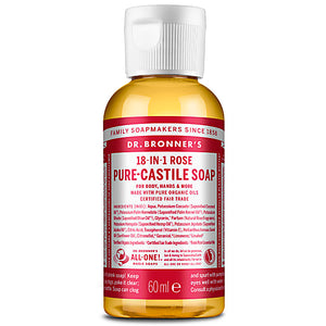 
            
                Load image into Gallery viewer, Dr Bronner&amp;#39;s Pure Castile Liquid Soap Rose 60ml
            
        