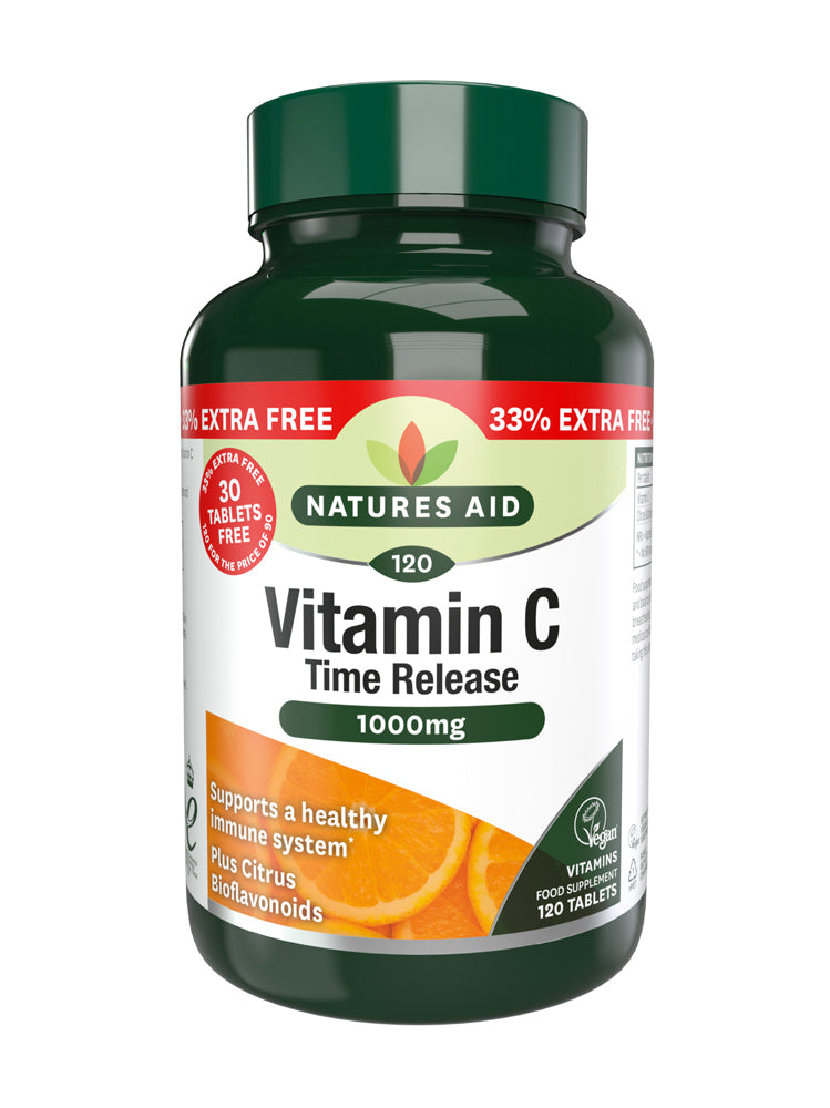 Natures Aid Vitamin C Time Release 1000mg 90 Tablets + 30 Free