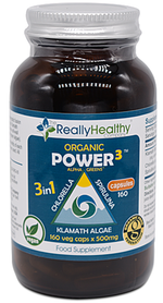 Power-3: Klamath Algae + Chlorella + Spirulina Mix 500mg 160 Capsules
