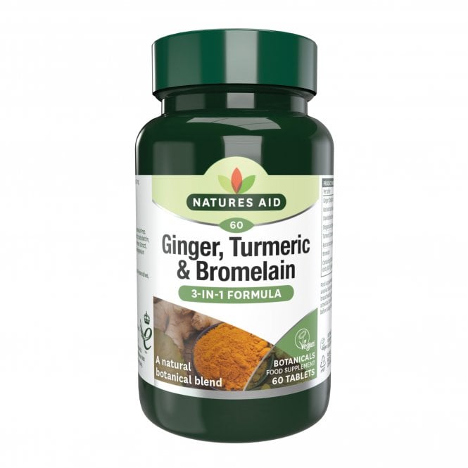 Natures Aid Ginger, Turmeric & Bromelain 60 Tablets - MicroBio Health